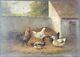 Ancien Tableau Basse-cour Peinture Huile Antique Painting Old Gemälde Farmyard