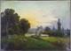 Ancien Tableau Campagne Au Cr&eacute;puscule Peinture Huile Moutons Antique Painting