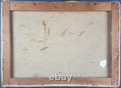 Ancien Tableau Campagne au Crépuscule Peinture Huile Moutons Antique Painting