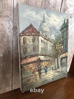 Ancien Tableau Caroline BURNETT Vue Paris Sacré Cour Huile sur Toile #A719