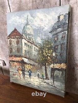 Ancien Tableau Caroline BURNETT Vue Paris Sacré Cour Huile sur Toile #A719