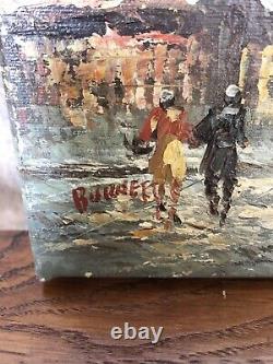 Ancien Tableau Caroline BURNETT Vue Paris Sacré Cour Huile sur Toile #A719