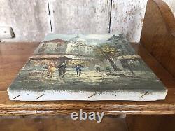 Ancien Tableau Caroline BURNETT Vue Paris Sacré Cour Huile sur Toile #A719