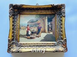 Ancien Tableau De Valeur À L'huile Sur Panneau XXe Siècle Signé