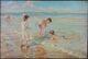 Ancien Tableau Enfants à La Plage Peinture Huile Impressionnisme Oil Painting