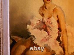 Ancien Tableau Georges Duc Huile Sur Toile Danseuse Ballerine Paris Art Deco