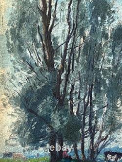 Ancien Tableau HSP La Gardienne de Troupeau Signé R. Urbain Art Lorrain