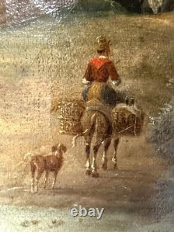 Ancien Tableau HST Paysage Animé Rivière 19ème Philippe Budelot A Restaurer