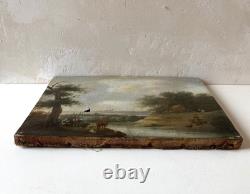 Ancien Tableau HST Paysage Animé Rivière 19ème Philippe Budelot A Restaurer