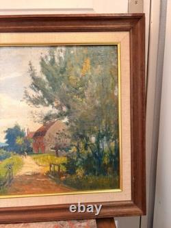 Ancien Tableau Huile Georges LE MEILLEUR Maison sur la Marne Impressionnisme