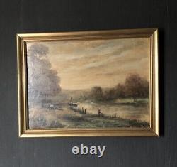 Ancien Tableau Huile Sur Bois XIX Ème Non Signé