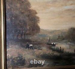 Ancien Tableau Huile Sur Bois XIX Ème Non Signé