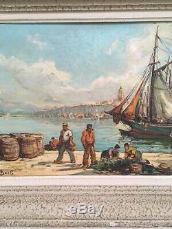 Ancien Tableau Huile Sur Panneau Maurice Barle Matin À Saint-Tropez