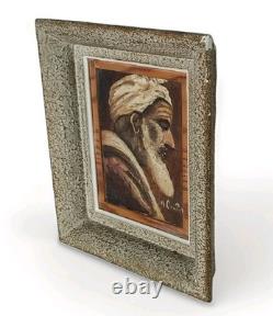 Ancien Tableau Huile Sur Panneau Orientaliste Portrait D'homme A. Coulet