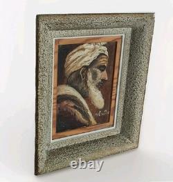 Ancien Tableau Huile Sur Panneau Orientaliste Portrait D'homme A. Coulet