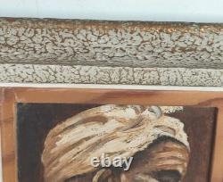 Ancien Tableau Huile Sur Panneau Orientaliste Portrait D'homme A. Coulet