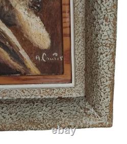 Ancien Tableau Huile Sur Panneau Orientaliste Portrait D'homme A. Coulet