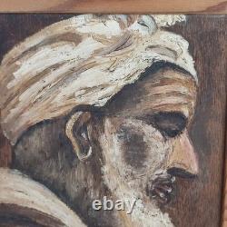 Ancien Tableau Huile Sur Panneau Orientaliste Portrait D'homme A. Coulet