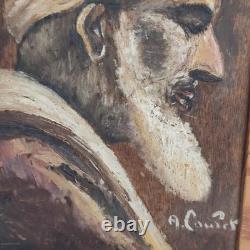 Ancien Tableau Huile Sur Panneau Orientaliste Portrait D'homme A. Coulet