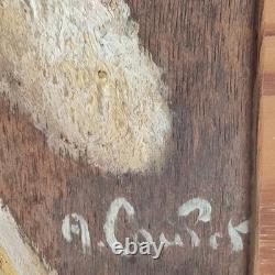 Ancien Tableau Huile Sur Panneau Orientaliste Portrait D'homme A. Coulet
