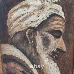 Ancien Tableau Huile Sur Panneau Orientaliste Portrait D'homme A. Coulet