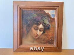 Ancien Tableau Huile Sur Toile Portrait De Femme