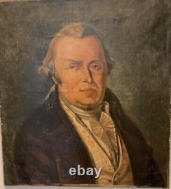 Ancien Tableau Huile Sur Toile Portrait Homme