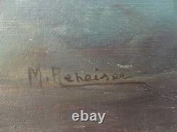 Ancien Tableau Huile Sur Toile nature morte bouquet fleurs signer M. Reheiser