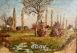 Ancien Tableau Huile sur Isorel Piémont Pyrénées Signature à Identifier