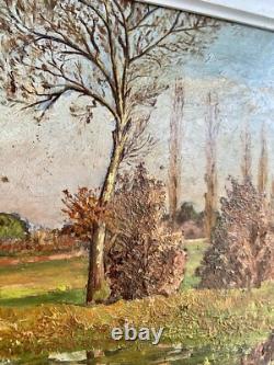 Ancien Tableau Huile sur Isorel Piémont Pyrénées Signature à Identifier