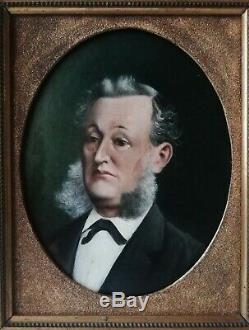 Ancien Tableau Huile sur Toile Élégant Portrait d'un Homme du XIXe Non signé