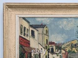 Ancien Tableau Huile sur carton signé G. M (copie d´Utrillo) daté Pâques 1958