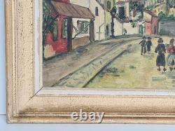 Ancien Tableau Huile sur carton signé G. M (copie d´Utrillo) daté Pâques 1958