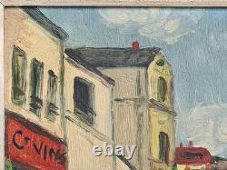 Ancien Tableau Huile sur carton signé G. M (copie d´Utrillo) daté Pâques 1958