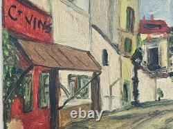 Ancien Tableau Huile sur carton signé G. M (copie d´Utrillo) daté Pâques 1958