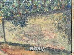 Ancien Tableau Huile sur carton signé G. M (copie d´Utrillo) daté Pâques 1958