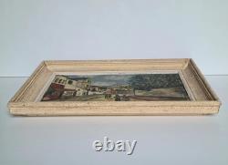 Ancien Tableau Huile sur carton signé G. M (copie d´Utrillo) daté Pâques 1958