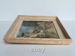 Ancien Tableau Huile sur carton signé G. M (copie d´Utrillo) daté Pâques 1958