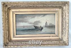 Ancien Tableau Marine Ferdinand Bonheur, sur bois, Retour de péche, Orientaliste