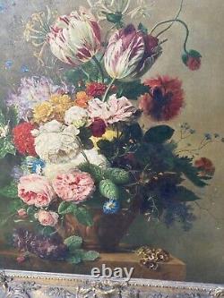 Ancien Tableau Nature Morte Signe Arnold Bloemers Fleur Sur Toile A L Huile