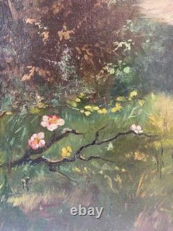 Ancien Tableau Peinture HST Scène de Vénerie Chasse à Courre Fin 19ème