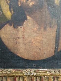 Ancien Tableau Peinture Huile Sur Bois Oil Painting On Wood Jesus Christ