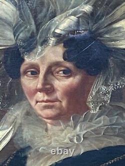 Ancien Tableau Portrait Femme Huile Sur Toile XVIII XIX Eme École Française