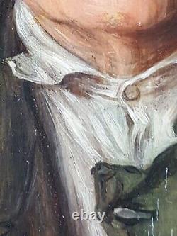 Ancien Tableau Portrait d'un Homme Peinture Huile Antique Oil Painting Old Man