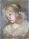 Ancien Tableau Portrait D'une Jeune Fille Blonde Peinture Huile Painting Girl