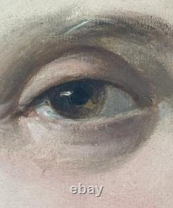 Ancien Tableau Portrait de femme, signé Adrienne Geofroy, XIXe Huile sur toile