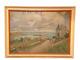 Ancien Tableau Toile De 1946 Peinture Huile Peintre Côte Louis Prieur Vu Sur Mer