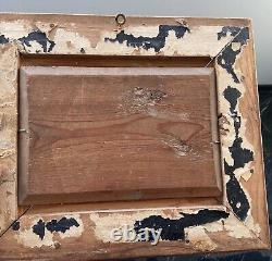 Ancien Tableau marine Huile sur Panneau Bois Voiliers Côté Rocheuse Bord De Mer