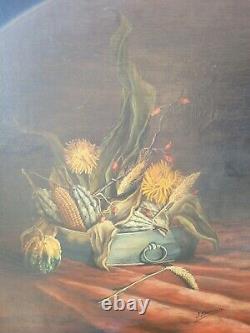 Ancien Taleau, Huile Sur Toile, Nature Morte, Signe Jacque Bellemin, 1900, Peinture