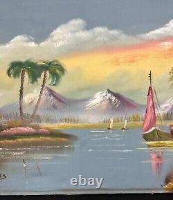Ancien XXème huile sur toile sujet paysage. Signé Lucas